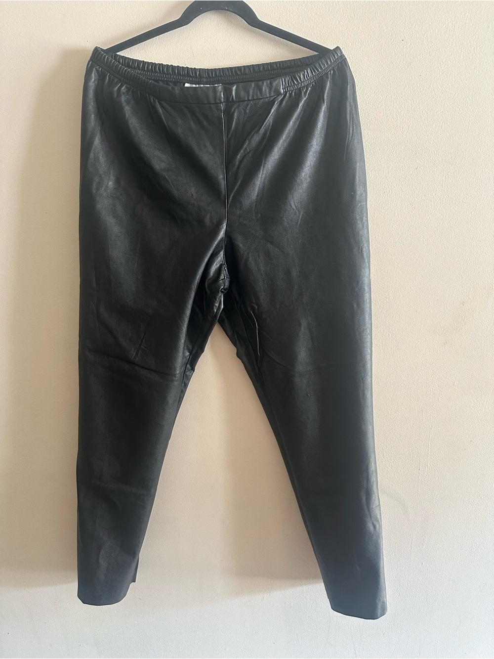 ✨Caroline Rose Women's Black Faux Leather Pull-On Pants Size LP